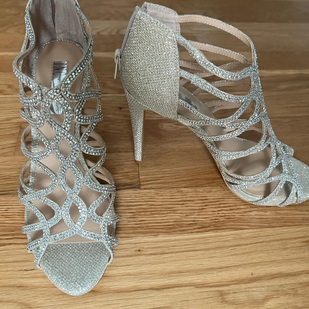 Size 8.5 silver studded stilettos